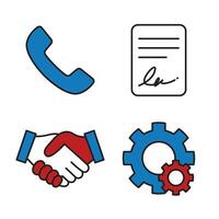 Streamlined Business Processes Contact, Agreement, Partnership, and Efficient Workflow Icons vector