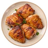 chicken thighs on a plate with parsley on it png
