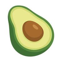 Flat cartoon style avocado cut in half with seed, isolated on white background. vector