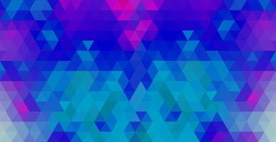 Abstract blue magenta triangle mosaic gradient background with seamless patterns vector