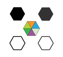 Geometric Hexagon Shape Outline and Filled. Six Sided Polygon Icon. vector