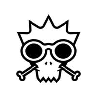symbol logo head skull model pointed with glasses and bones vector