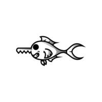 the elegant and attractive saw-nosed fish logo symbol with a smile vector