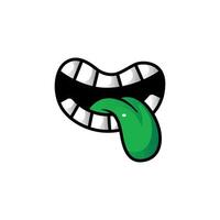 illustration symbol of a wide open mouth with the tongue sticking out vector
