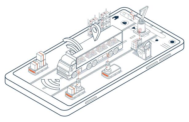 Self driving trucks, essentially advanced Automated Guided Vehicles AGVs, utilize autopilot systems to coordinate with robots for efficient cargo loading.