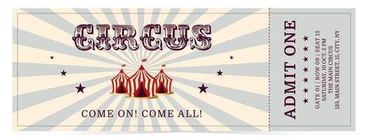 Circus ticket in retro style. Flat illustration on white background vector