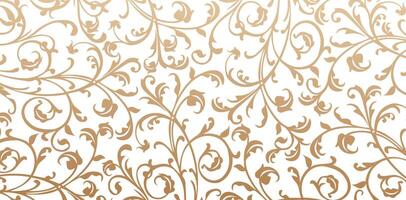 golden floral wallpaper with swirls on a white background pattern elements in the style of baroque Scrollwork Textured for Invitations and Stationery, pages fills, Fashionable modern textiles vector