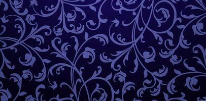 dark blue floral wallpaper with swirls background pattern elements in the style of baroque Scrollwork Textured for Invitations and Stationery, pages fills, Fashionable modern textile material vector
