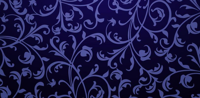 dark blue floral wallpaper with swirls background pattern elements in the style of baroque Scrollwork Textured for Invitations and Stationery, pages fills, Fashionable modern textile material