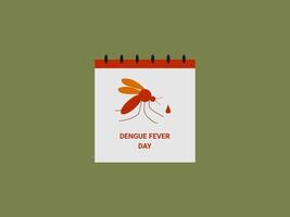 a calendar page with an illustration of a mosquito and a blood drop vector