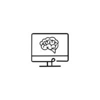 Brain MRI in computer Line Style Icon Design vector