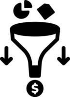 Glyph icon depicting conversion funnel metrics vector