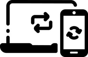 Filled style icon representing device sync operations vector