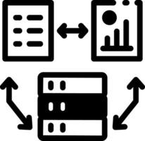 Filled style icon of data aggregation process vector