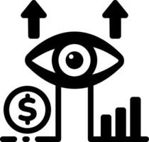Filled style icon representing market vision insights vector