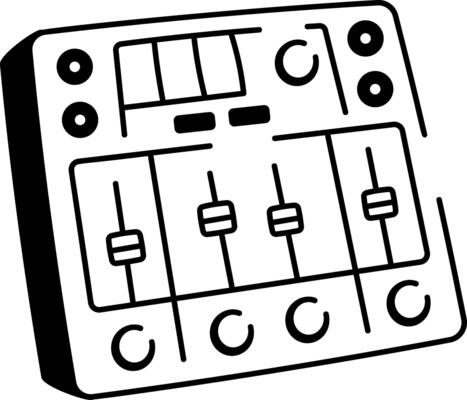 A hand drawn style icon of audio mixer