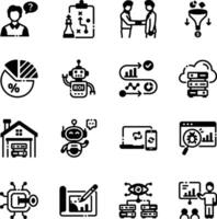 Set of Glyph Style Data Science Icons vector
