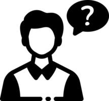 Glyph style icon showing a character having query vector