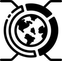 An icon of global analytics displayed in glyph style vector