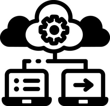 Filled style icon showing cloud computing system vector