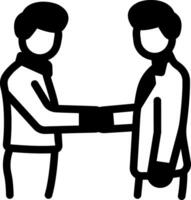 A filled style icon showing work collaboration vector