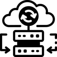 A solid style icon showing cloud sync process vector