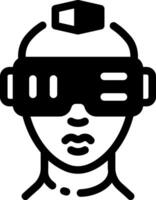 A solid style icon depicting visual reality experience vector