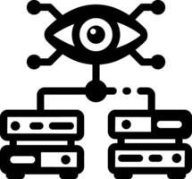 A filled style icon showing server monitoring vector