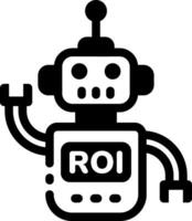 Glyph icon of roi robot calculating investments vector