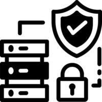 An icon of server security system in solid style vector