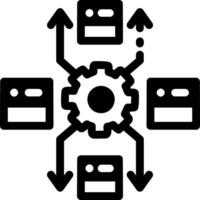 Glyph style icon representing data management interface panels vector