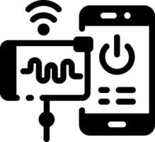 Glyph icon showing voice activated technology system vector