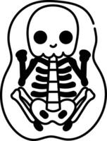 A sketchy style icon of fetal skeleton vector