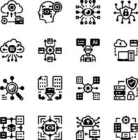 Set of Glyph Style AI Technology Icons vector