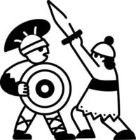 A doodle style icon of intense battle scene vector