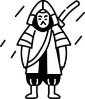 An icon of samurai character drawn in sketchy style vector