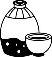 An icon of sake bottle drawn in sketchy style vector