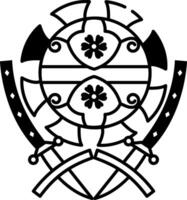 Hand drawn style icon showing traditional samurai crest vector