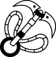 A hand drawn style icon of curved hook object vector