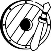 Round shield icon designed in hand drawn style vector