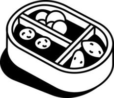 A sketchy style icon of bento box vector