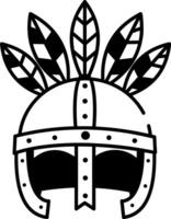 Feathered helmet icon illustrated in hand drawn style vector