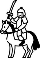 Drawing style icon depicting fierce warrior vector