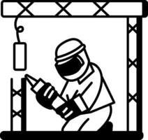 A hand drawn style icon of welder vector