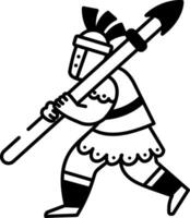 A hand drawn icon showing spear combat character vector