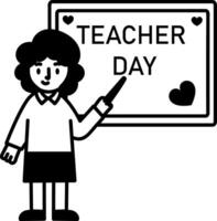 A hand drawn style icon of a teaching character vector