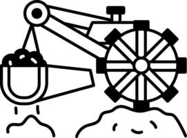 A hand drawn style icon showing a mining wheel vector