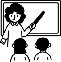 A teacher giving a class lecture, hand drawn style icon vector