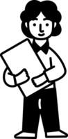 A teacher holding file in hand, doodle style icon vector