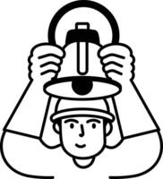 A sketchy style icon showing a mining light vector